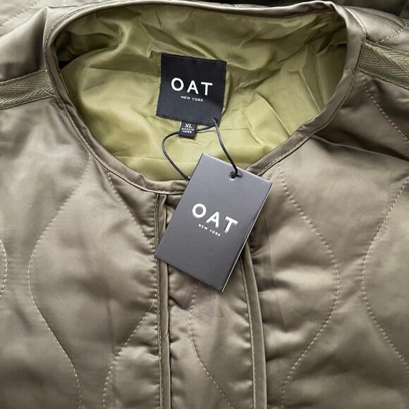 OAT New York Olive Green Quilted Satin Jacket, NWT! Size XL - Picture 9 of 11